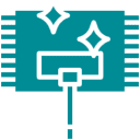 Clean circuit board icon with sparkles